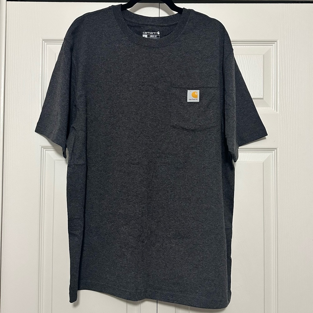 Carhartt Loose Fit Heavyweight Short Sleeve Pocket T-Shirt Dark Gray Large K87 - Picture 1 of 8